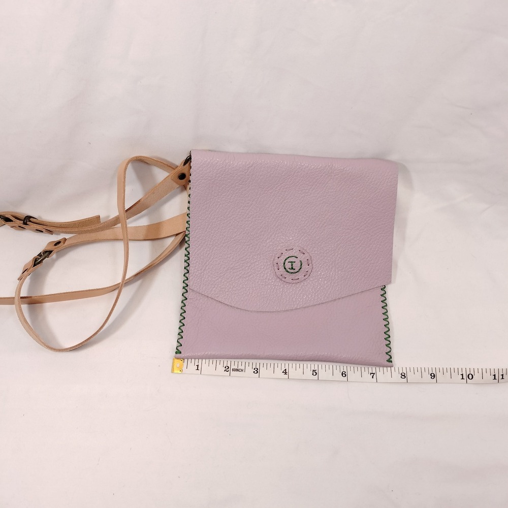 Handmade Lavender‎ Leather Crossbody Bag w/Adjustable Strap
